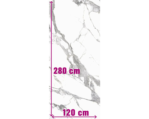 Porseleinen steengoed wand- en vloertegel Calacatta 279,7 x 119,7 x 0,6 cm wit mat gerectificeerd
