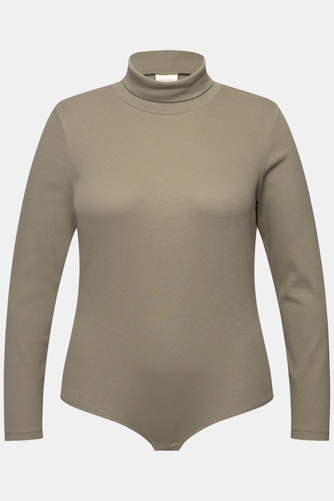 Body, Rippjersey, Stehkragen, Langarm, Biobaumwolle
