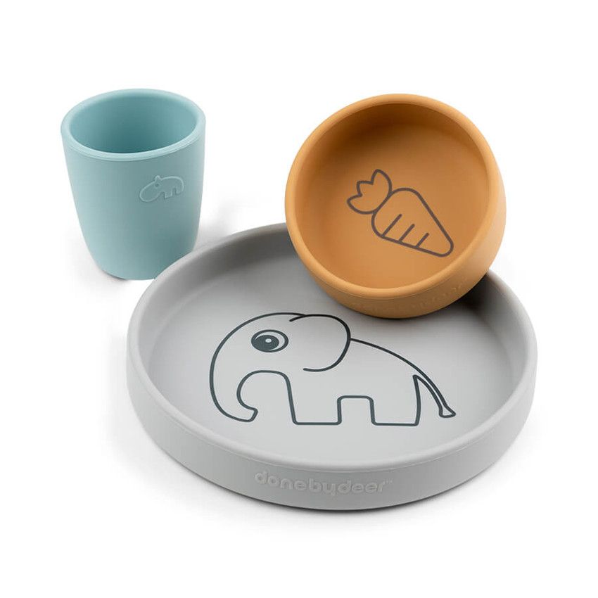 Coffret repas en silicone - Elphée multicolore - Ecru