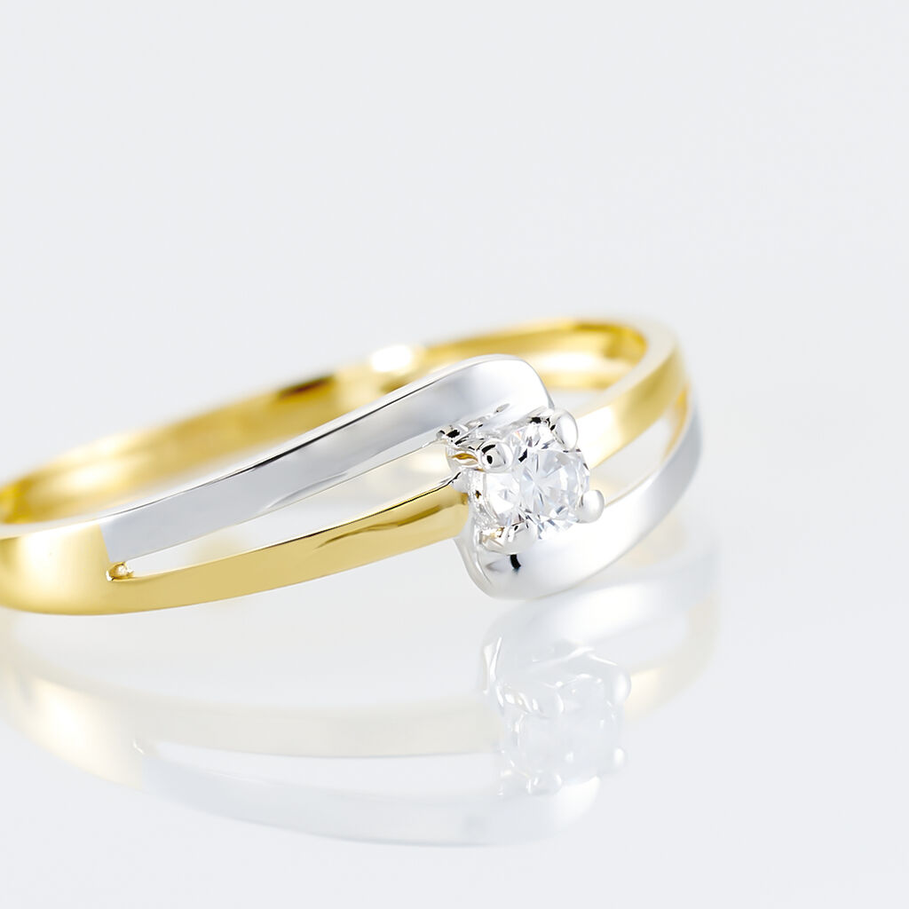 Bague Nesryne Or Bicolore Oxyde De Zirconium