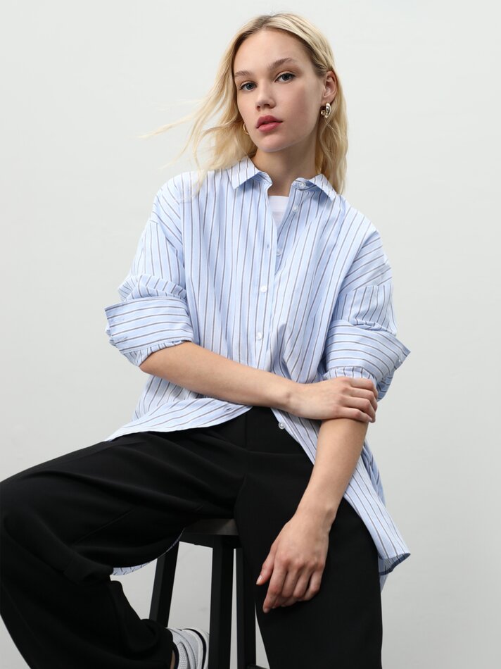 Camisa de manga comprida oversized - Listrada