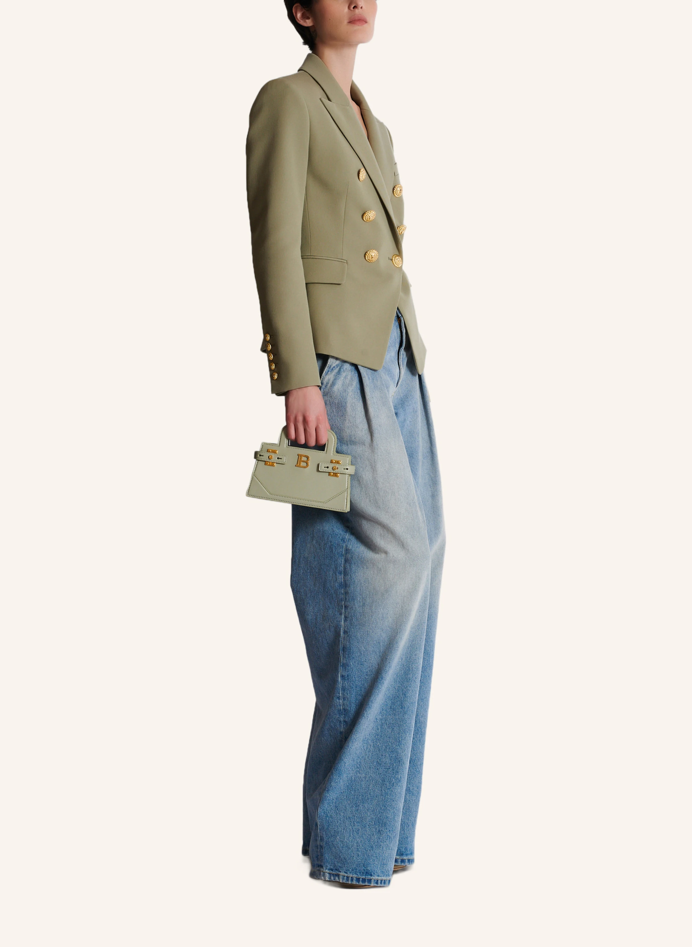 BALMAIN Kleine Tasche B-Buzz mit oberem Griff aus Kalbsleder