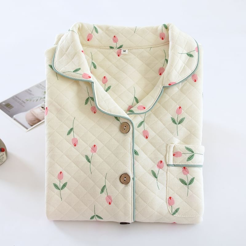 Dogini - Pyjamaset: Bloemenshirt + Broek