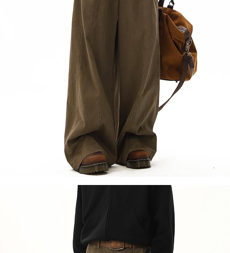 VEAZ - Mid Rise Plain Wide Leg Broek