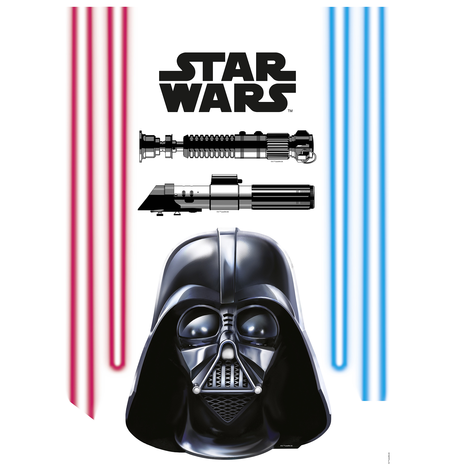 Wandtattoo DARTH VADER - schwarz-rot-blau - 50x70 cm