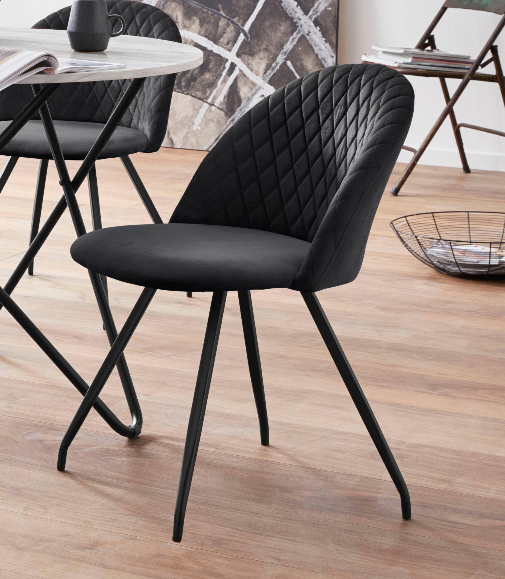 INOSIGN Essgruppe »Emmajonas« Set, 5 Stk. tlg. moderner runder Tisch in Marmoroptik
