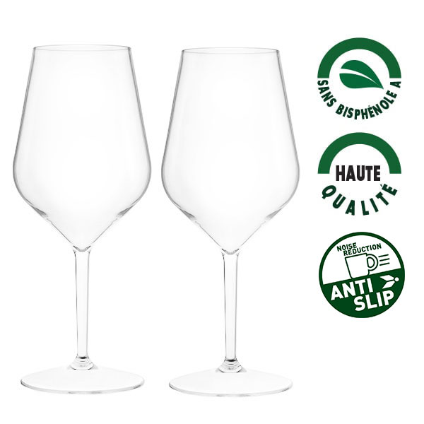 Lot de 2 verres à vin anti-dérapants 47 cl