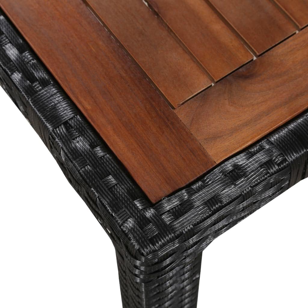 vidaXL Terrasse Essgruppe 5-teilig, Esstisch Set mit Holz Tischplatte Outdoor Möbel Set für Garten Balkon Poly Rattan und Akazienholz Schwarz
