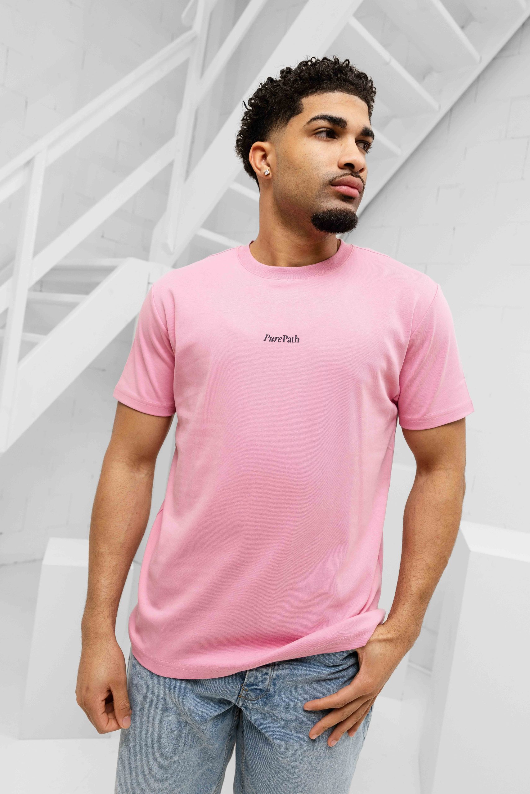 Pure Path Bold Emblem T-Shirt Heren Roze