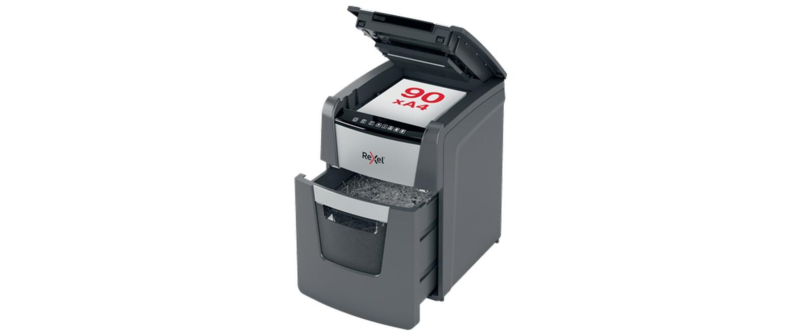 Aktenvernichter Optimum AutoFeed+ 90X P-4, 90 Seiten<br>Automatischer Schredder (auto) für sichere Vernichtung vertraulicher Unterlagen (bis zu 90 Blatt)