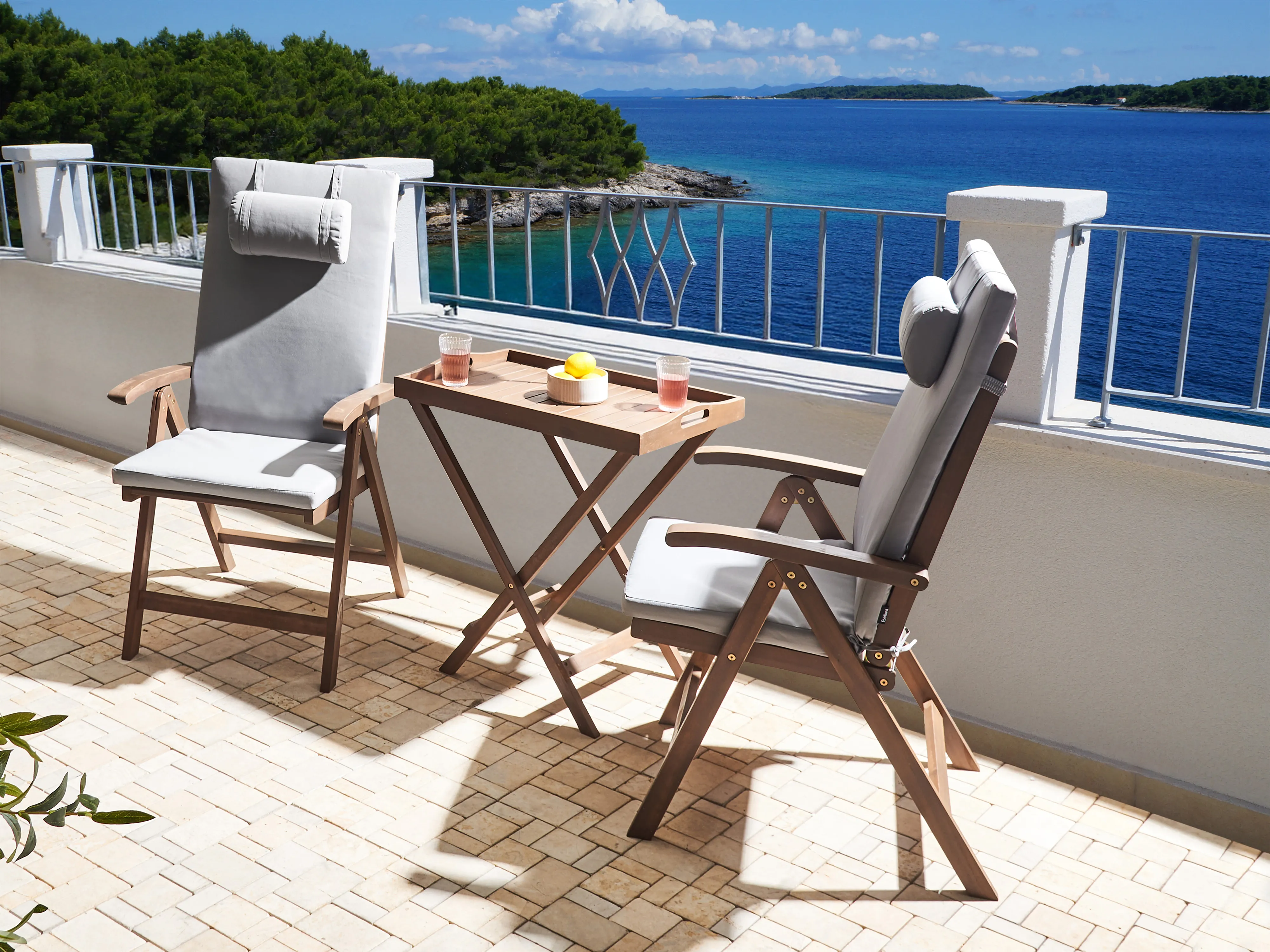 Bistroset AMANTEA PREMIUM Acaciahout Lichtgrijs