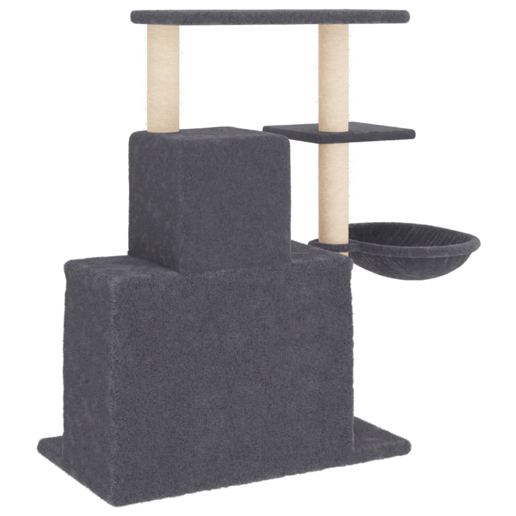 Arranhador para gatos vidaXL com postes de sisal cinza escuro, 83 cm