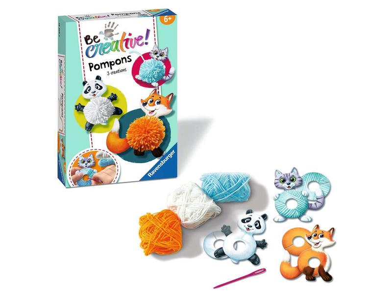 Ravensburger Bastelset Be Creative Pompon-Tiere Kreativ-Set zum gemeinsamen Spielen oder zur Dekoration