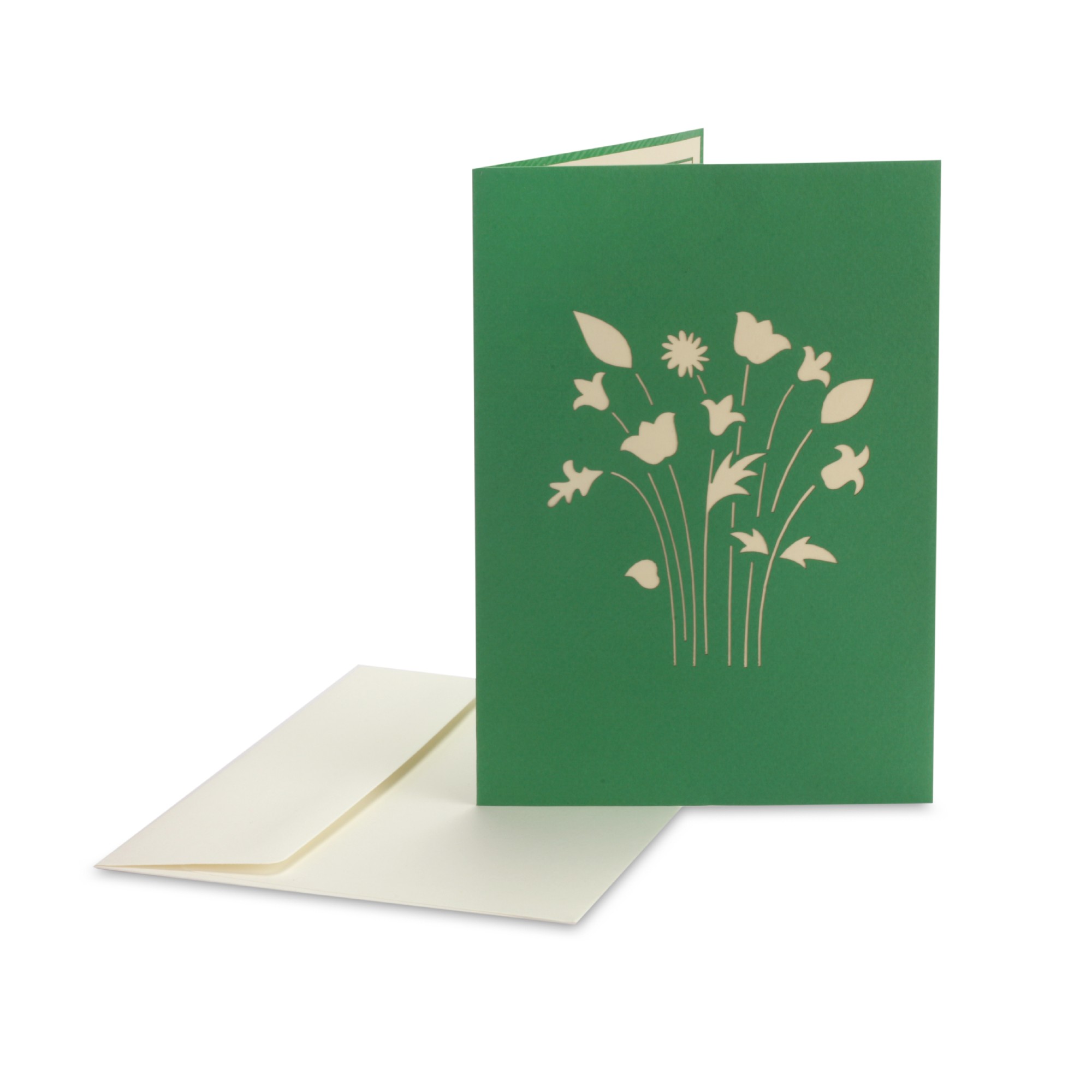 Pop-Up Karte 'Blumen', grün, L 18 cm, B 13 cm günstig bestellen
