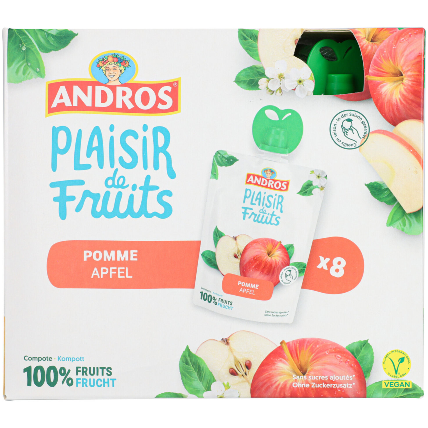 Andros Pocket Beutel Apfel 8x100g
