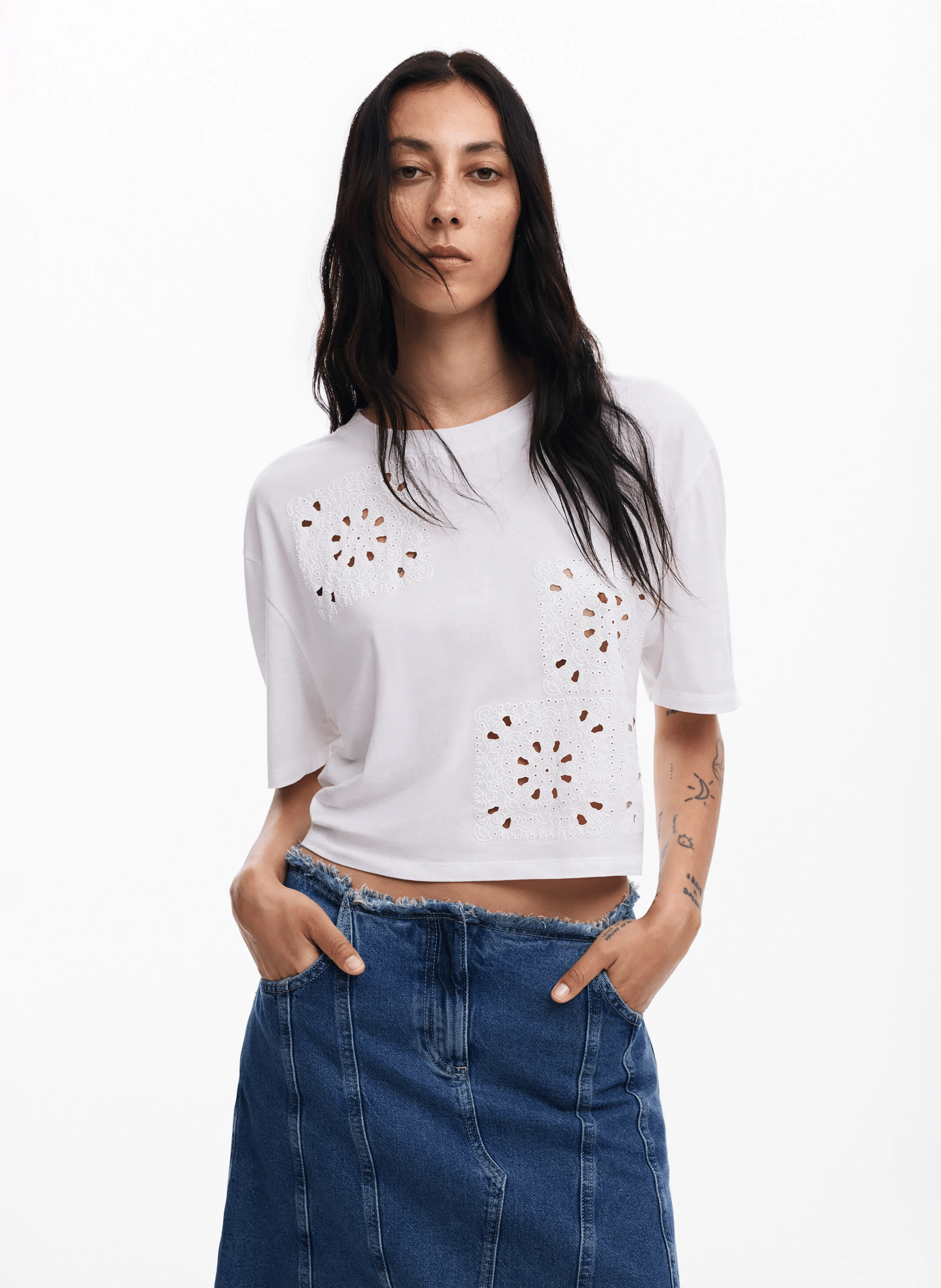 Tee-shirt brodé en coton | Blanc