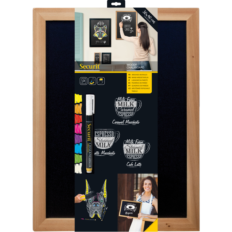 Securit Wandtafel Woody, braun, 30 x 40 cm