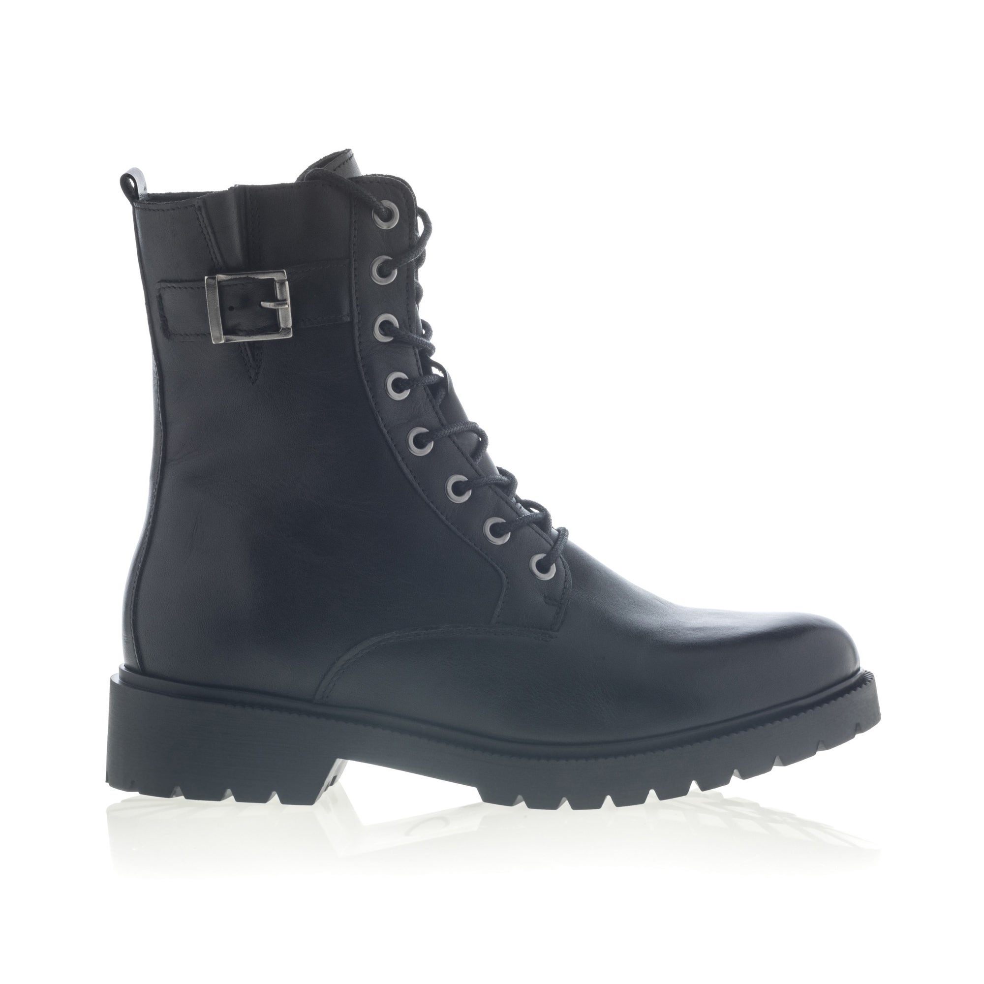 Bottines à lacets Femme en cuir noir