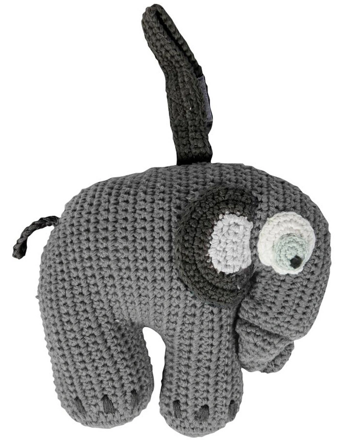 Häkel-Spieluhr ELEFANT in grau