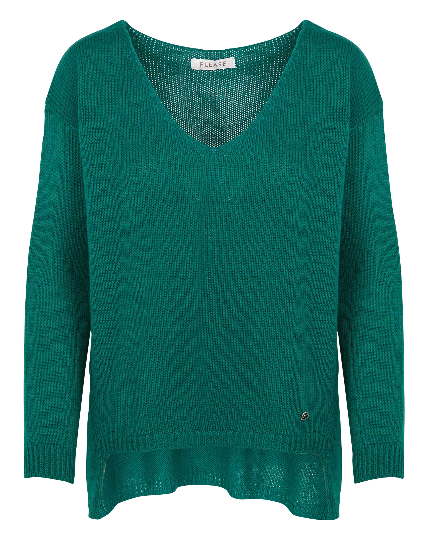 Pull col V en maille mélangée| Vert