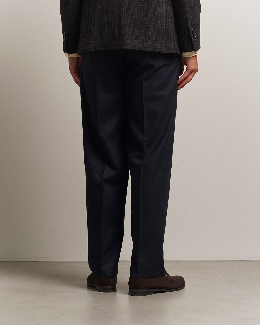 Boglioli Pleated Flannel Trousers Navy