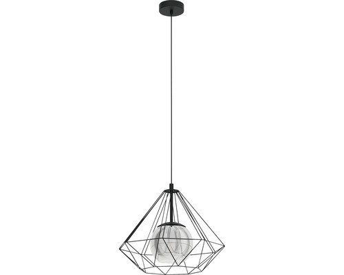 Hanglamp, 1-lichts, HxØ 110x44,5 cm, zwart, zwart/transparant gecoat glas