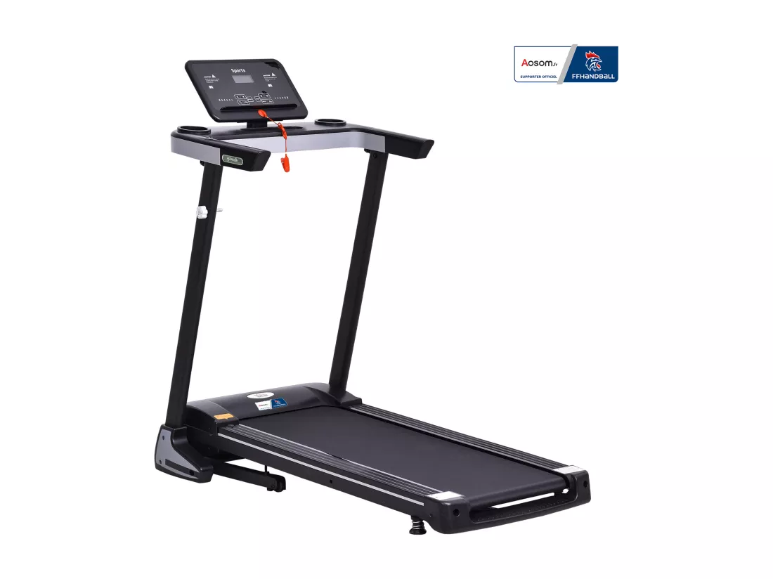 Tapis de course pliable - collaboration Aosom.fr x FFHandball - 1-12 Km/h 500 W écran LCD 12 programmes noir