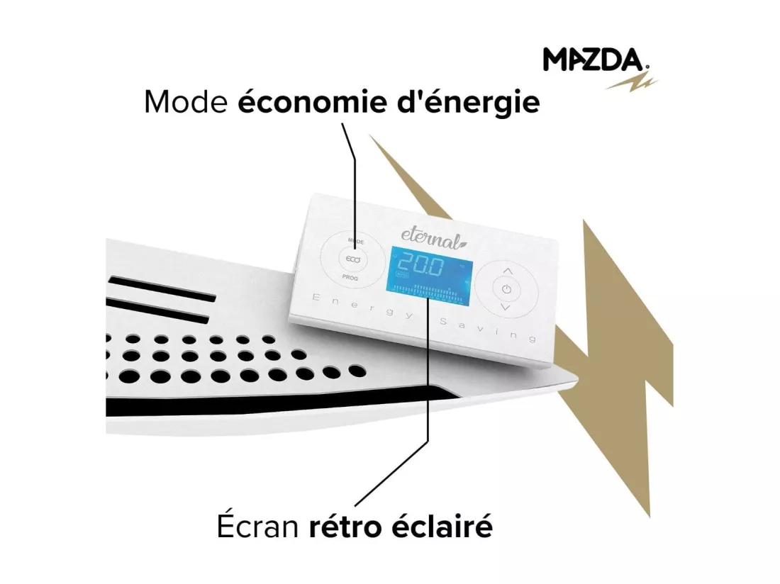 Chauffage pierre naturelle inertie sèche - 1000W - incurvé - Mazda