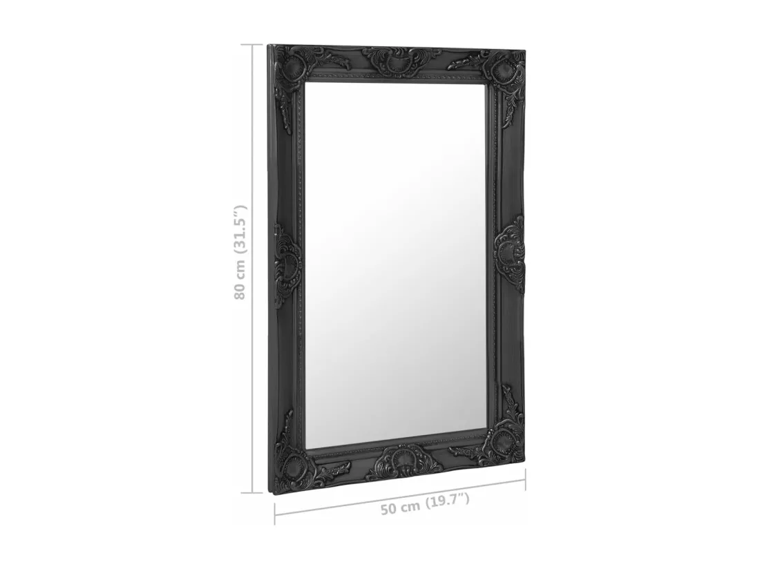 Miroir mural style baroque 50x80 cm noir