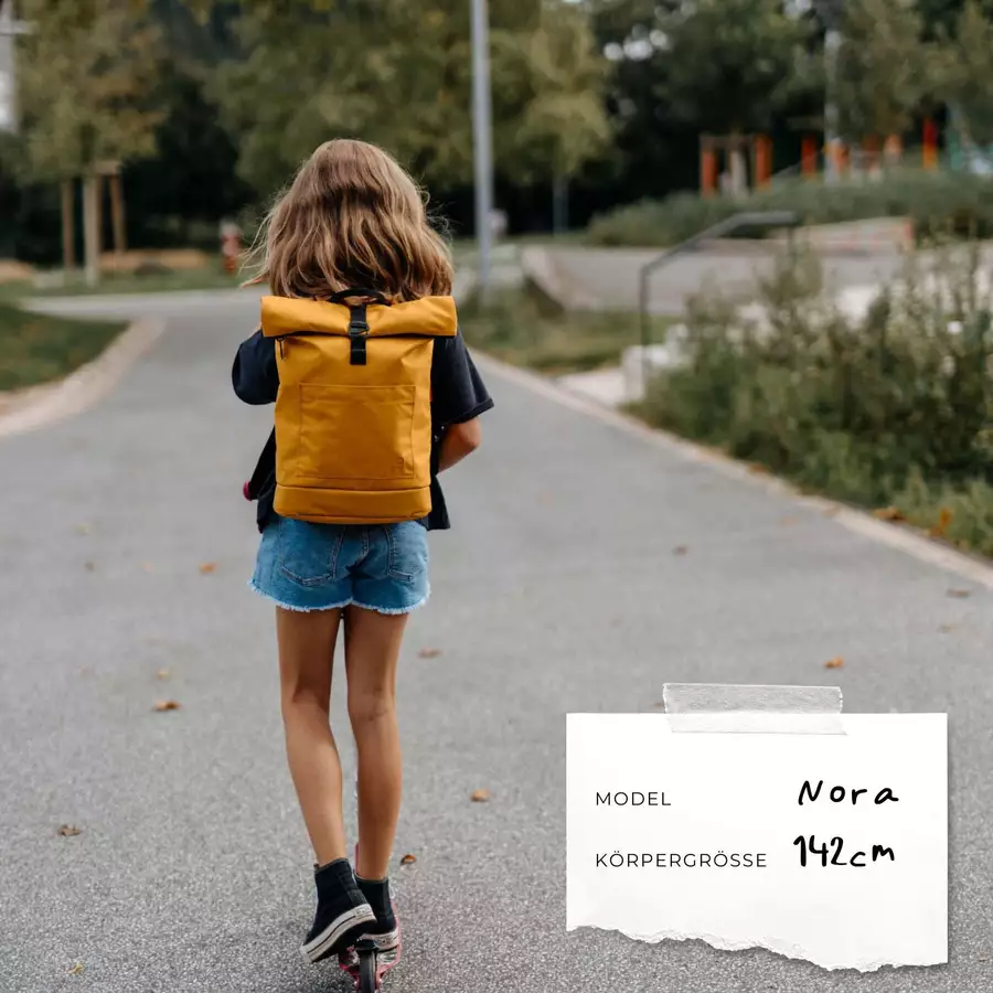 Anna und Oskar Fairer Kinderrucksack Hugo Junior Senfgelb