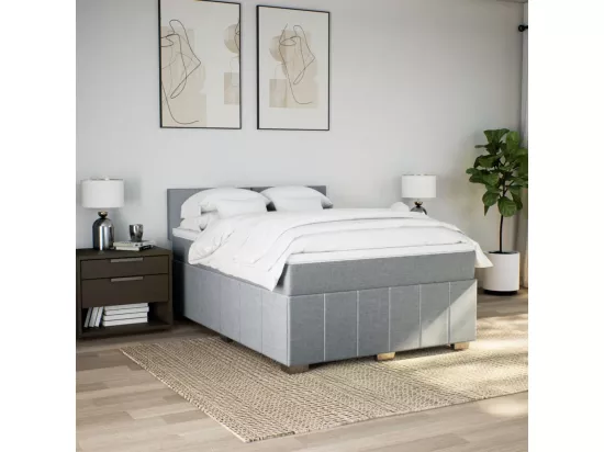Sommier à lattes de lit avec matelas Gris clair 140x190cm Tissu