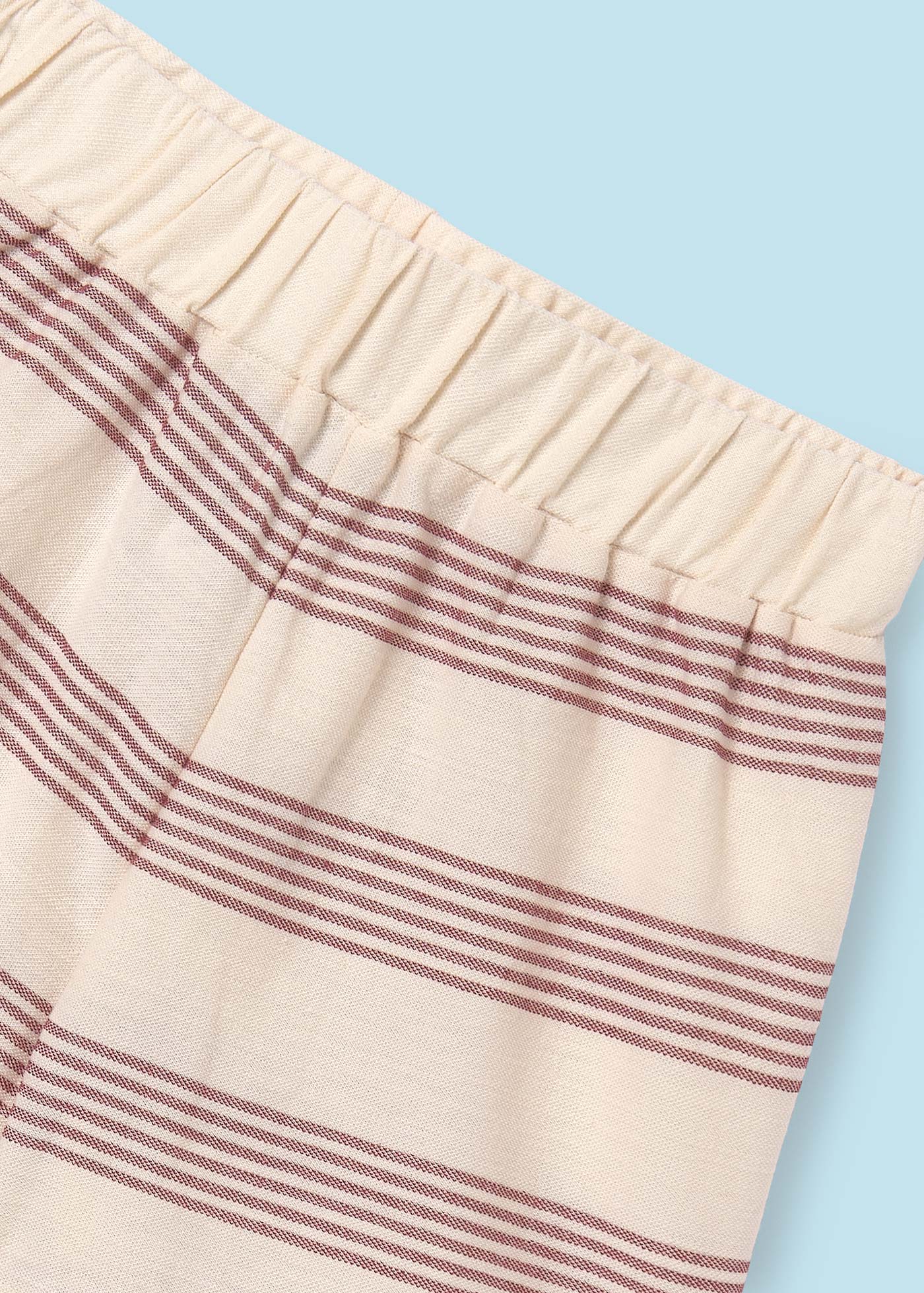 Conjunto de piqué listrado de 2 peças para meninas, cor terracota.