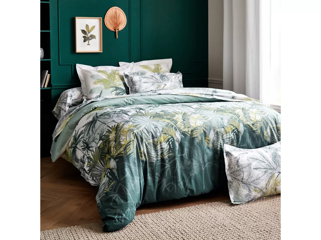 Taie de traversin 140x43 cm percale coton TRINIDAD mousson