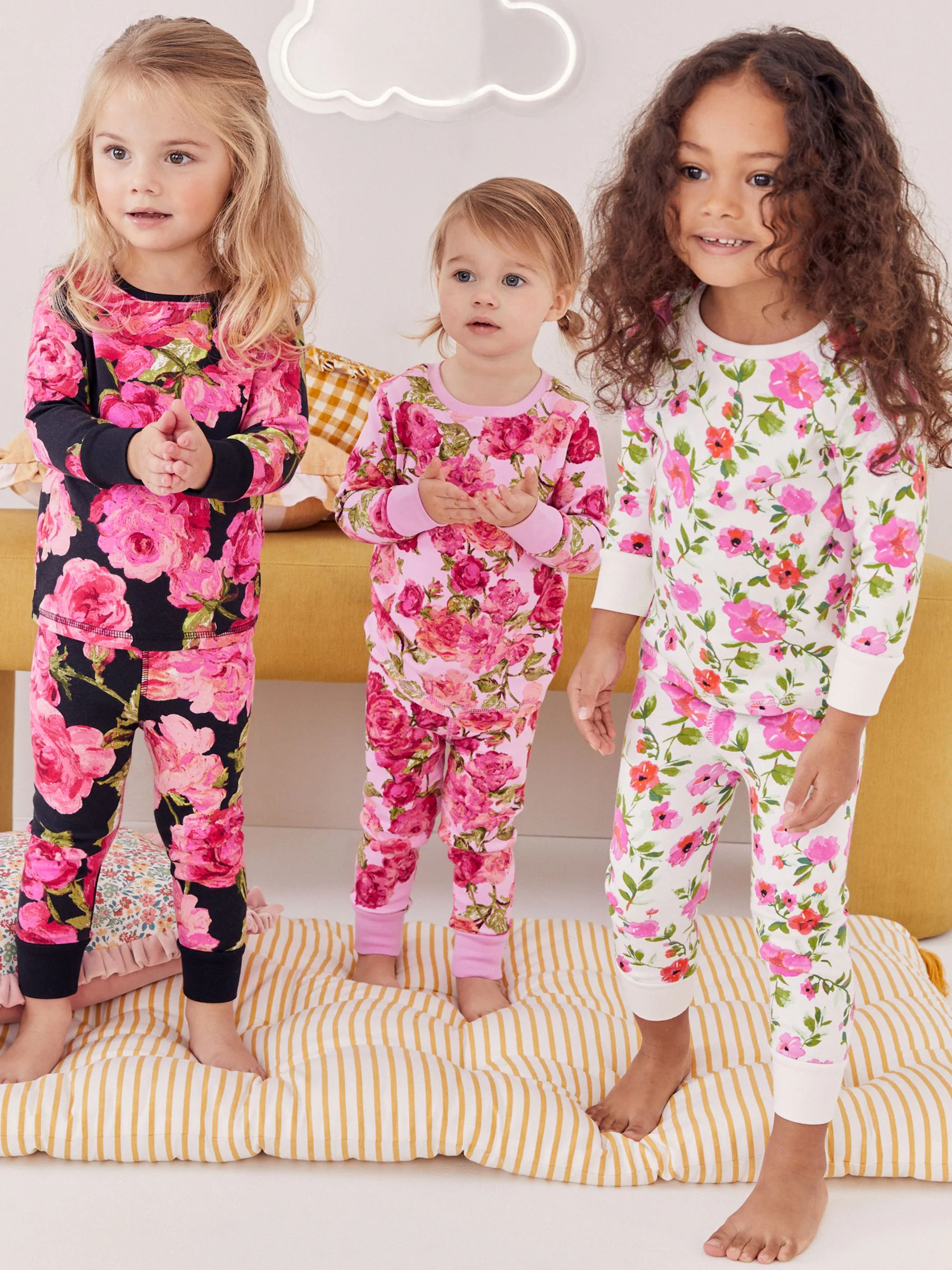 Roze/zwart - Verpakking van 3 knusse pyjama's (9 mnd-16 jr)