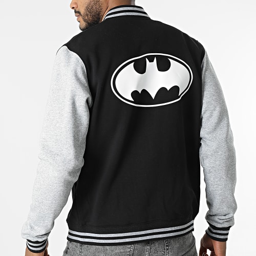 Veste Teddy Logo Noir Gris Chiné Blanc