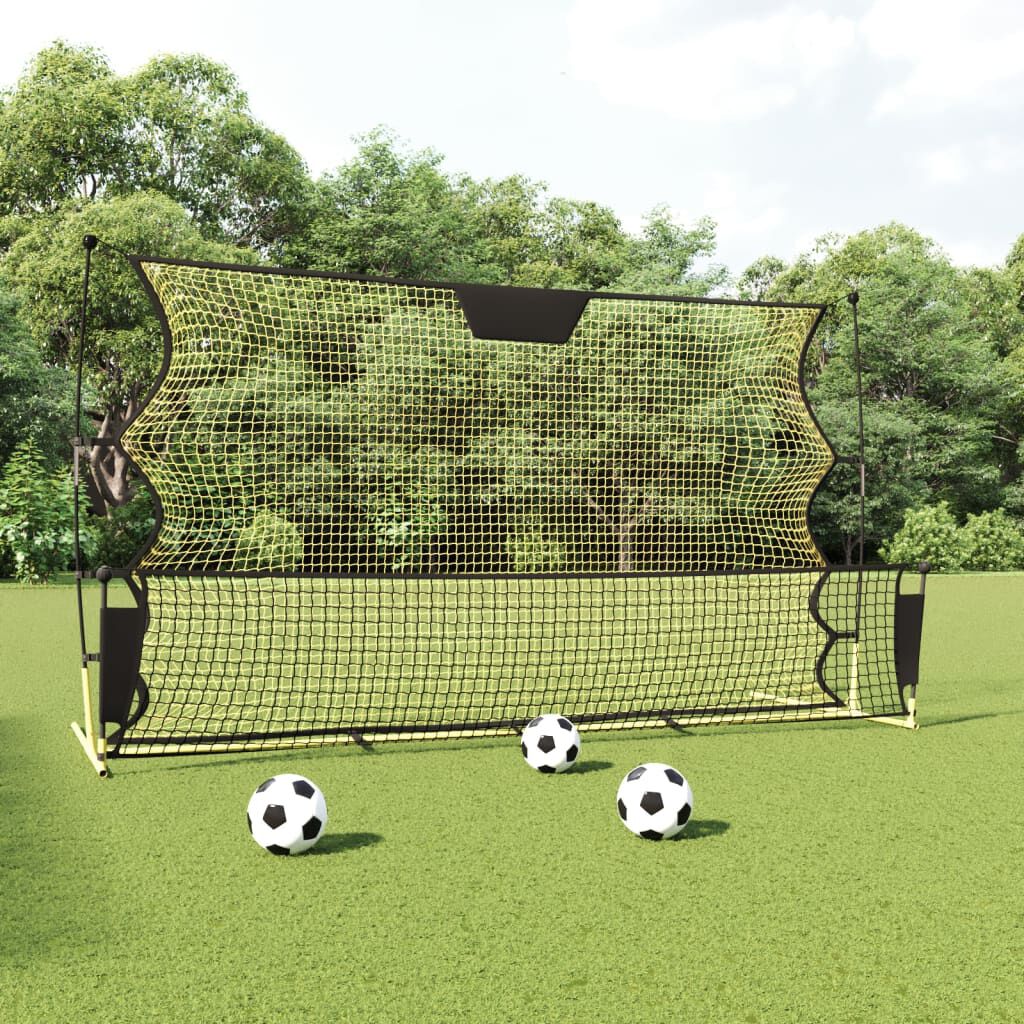 vidaXL Voetbalrebounder, zwart en geel, 183x85x120 cm, polyester
