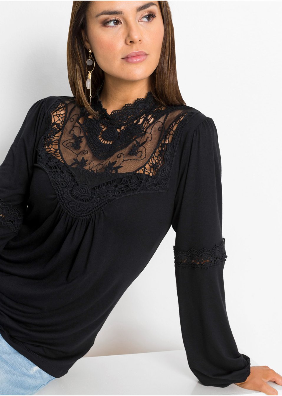 T-shirt manches longues avec dentelle