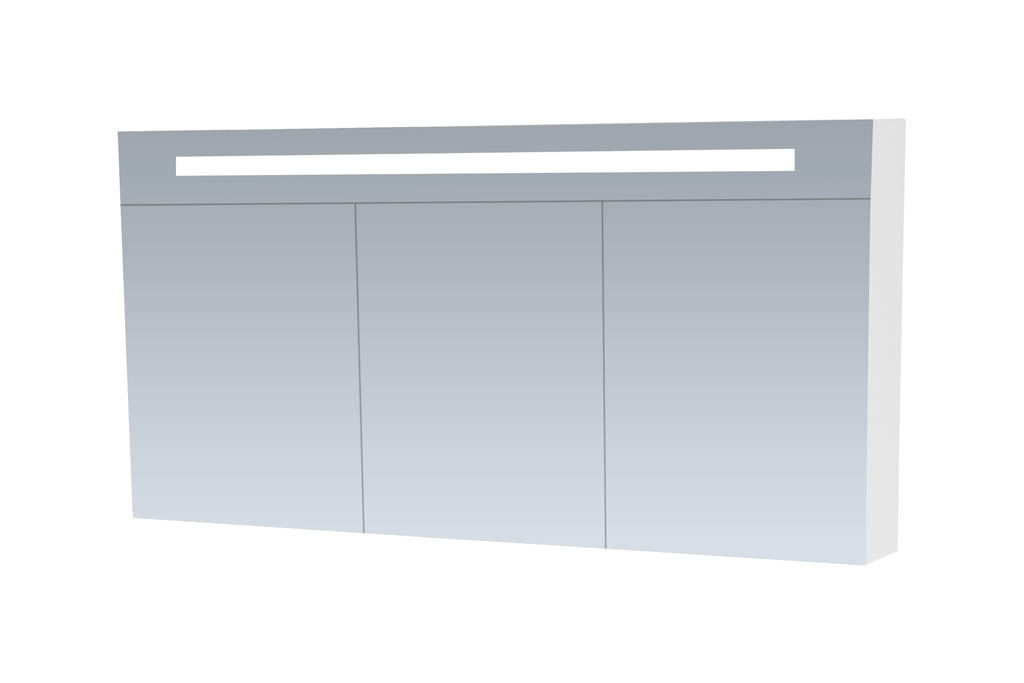 Brauer Promise Deluxe spiegelkast 140cm met 3 deuren en verlichting wit mat