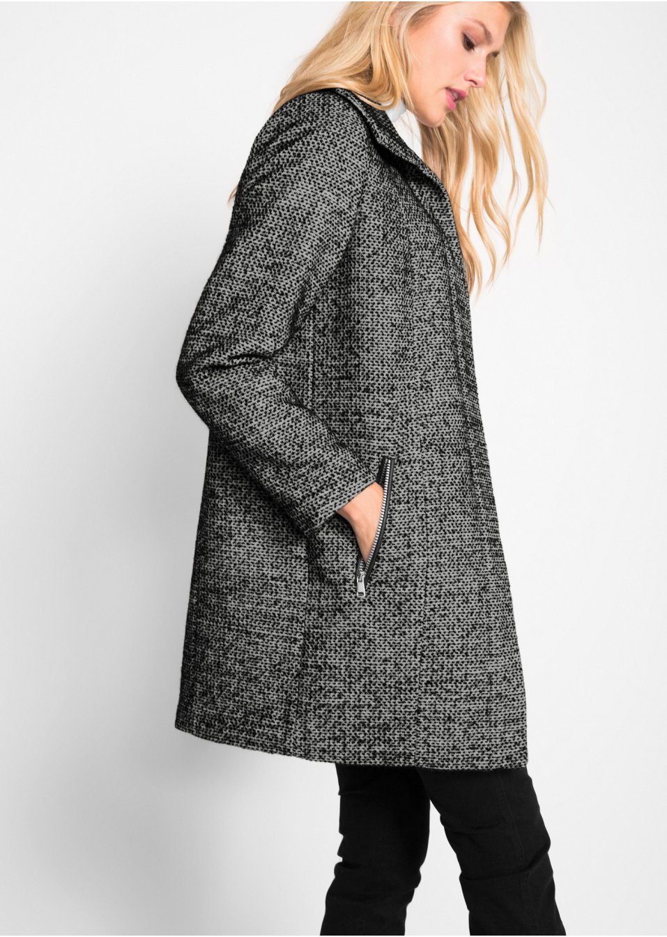 Manteau mi-saison décontracté imitation laine