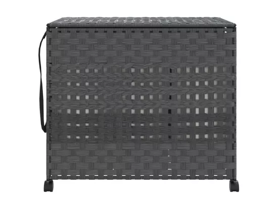 Panier à linge avec roulettes gris 66x35x60 résine tressée