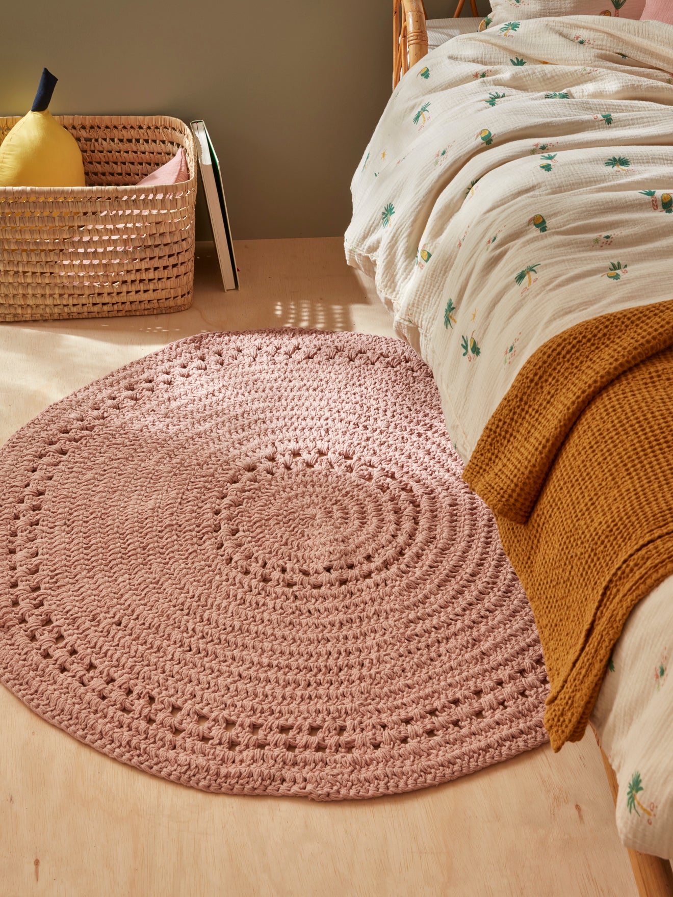 Tapis rond en crochet coton