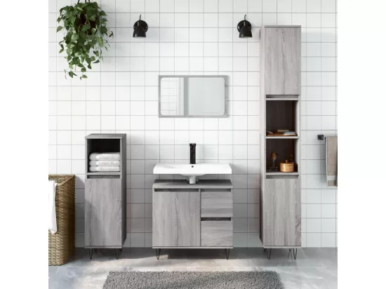 Armoire de bain sonoma gris 65x33x60 cm bois d'ingénierie