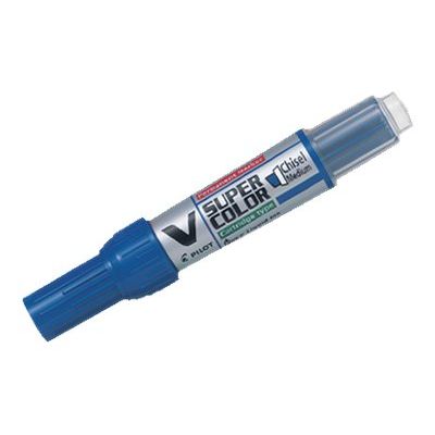 Pilot V SUPER COLOR - Marqueur permanent rechargeable - pointe biseau - bleu