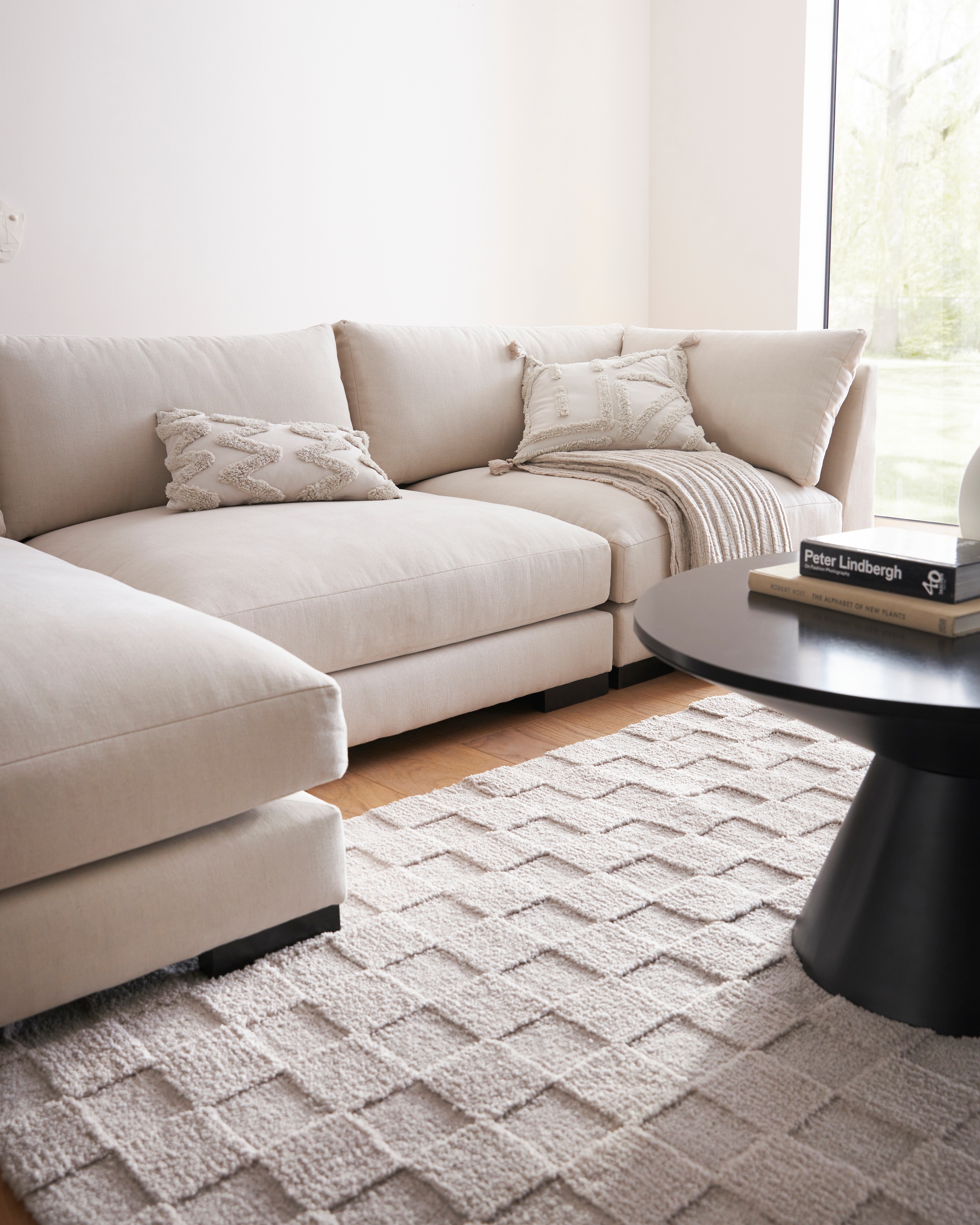 LeGer Home by Lena Gercke Teppich »Esmé, Hochflor-Teppiche, weich, Boho« rechteckig 23 mm Höhe Hoch-Tief-Struktur, Uni, Kästchen, Wohnzimmer, Schlafzimmer, Esszimmer