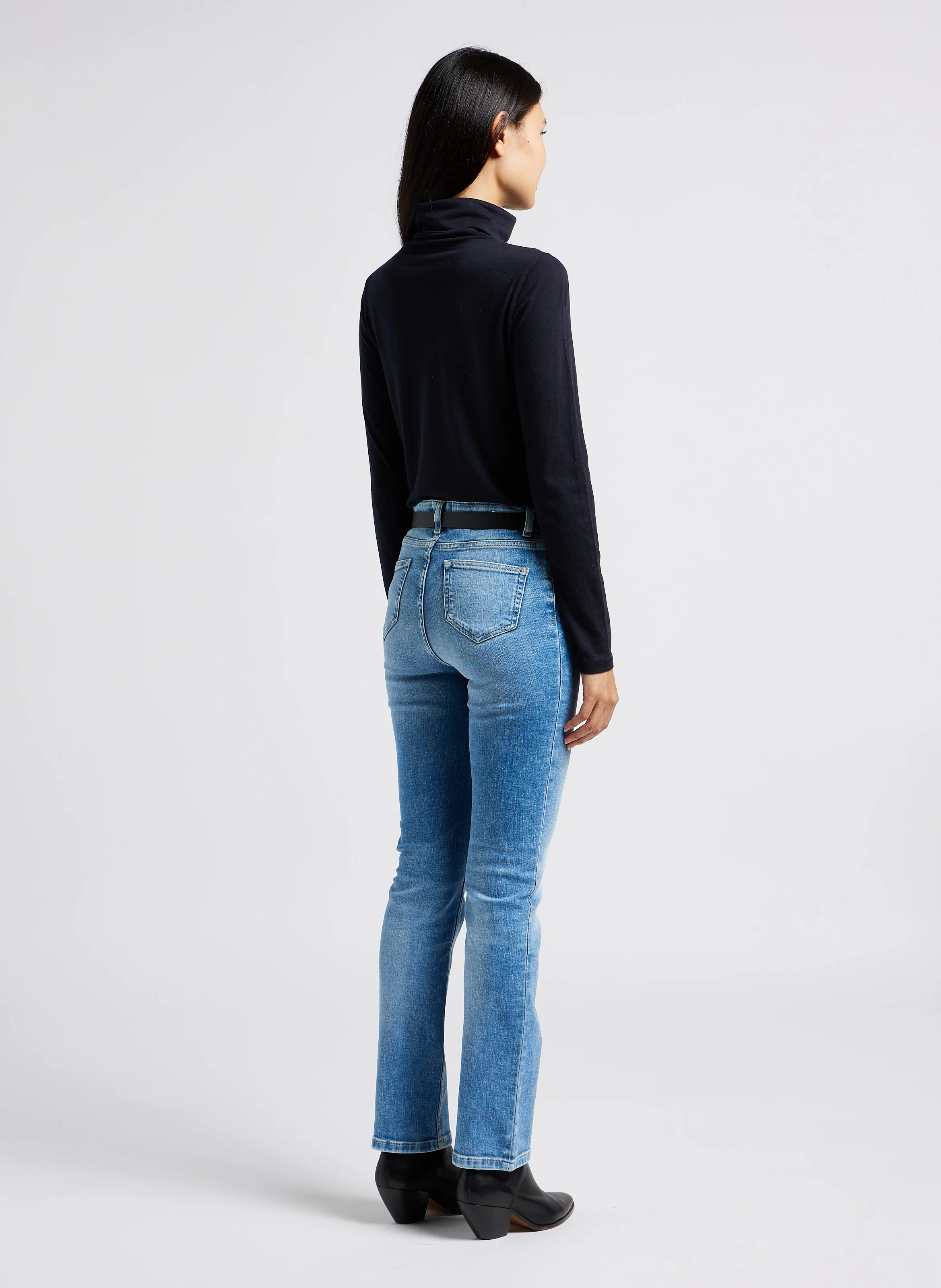 SONIA - Jean slim délavé en coton mélangé | Bleu