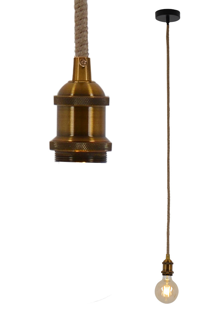 1er-Hanfseil ONTARIO - alt-messing - ca. 100 cm hoch