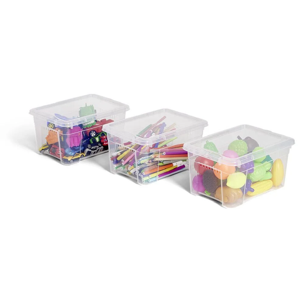 Lot de 3 box 4,5L plastique transparent 26x18,8x20,4cm