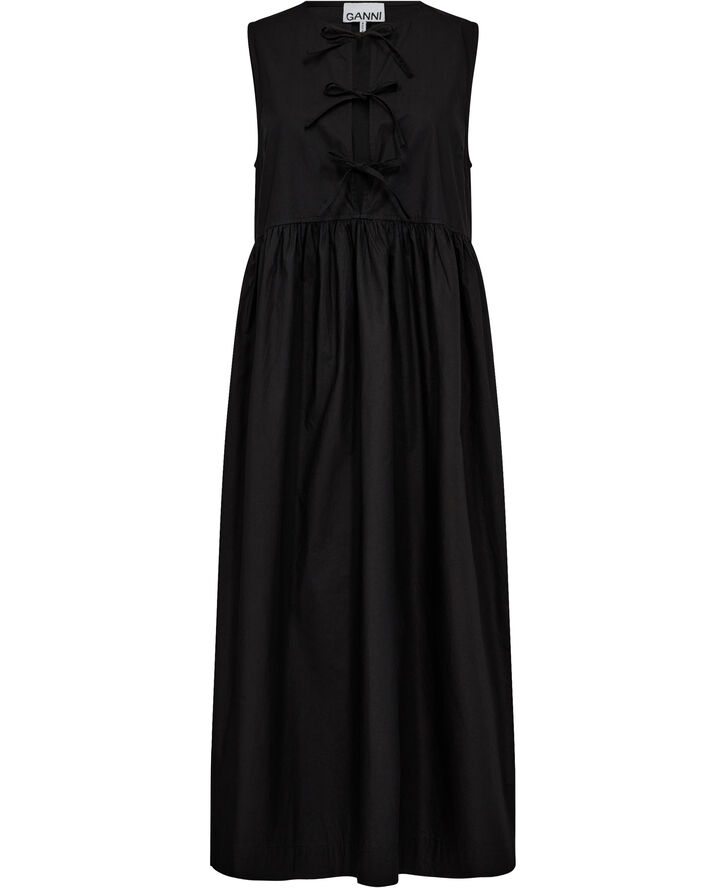 Ganni Cotton Poplin Midi Dress Black