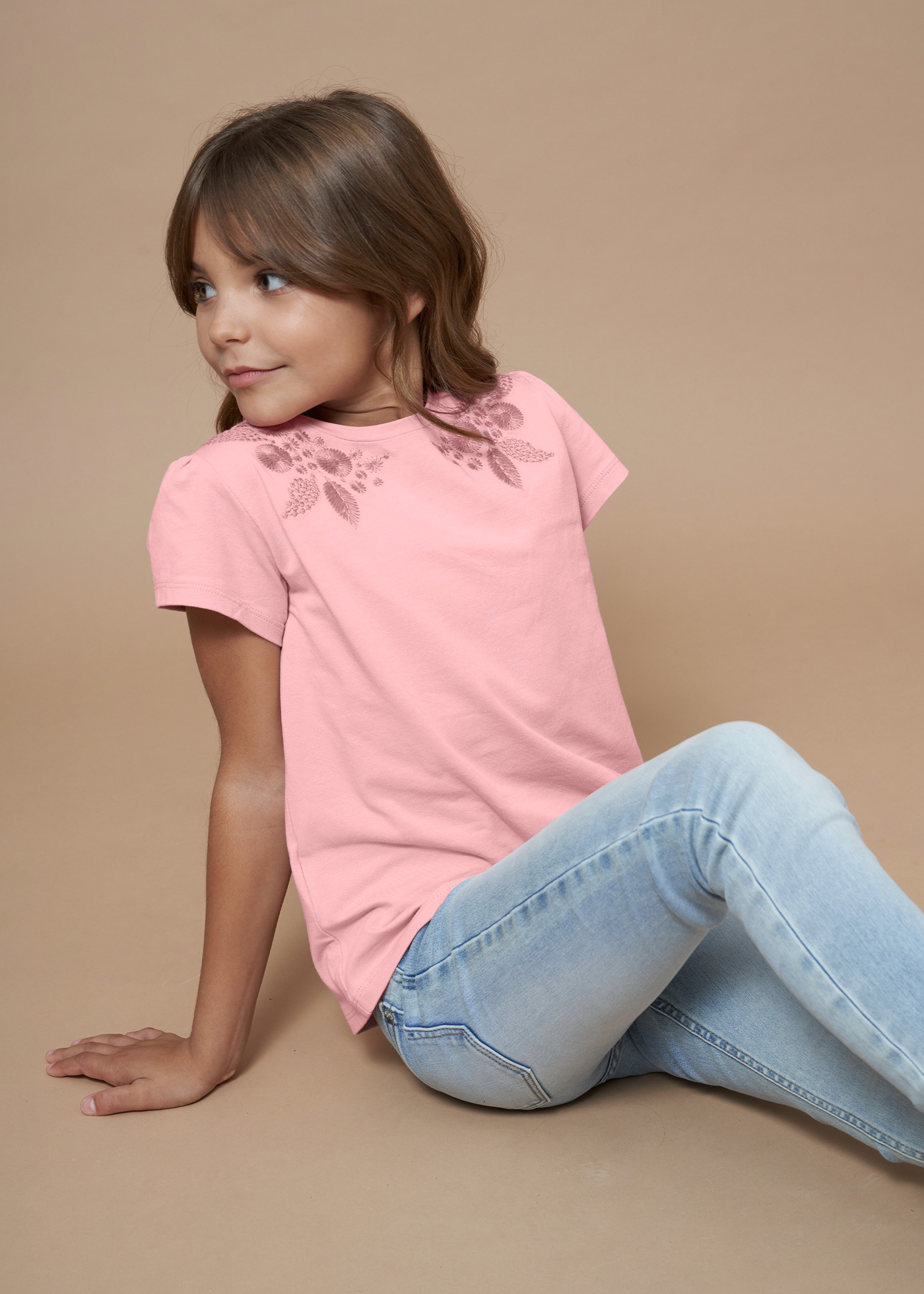 Camiseta floral bordada Quartz para meninas