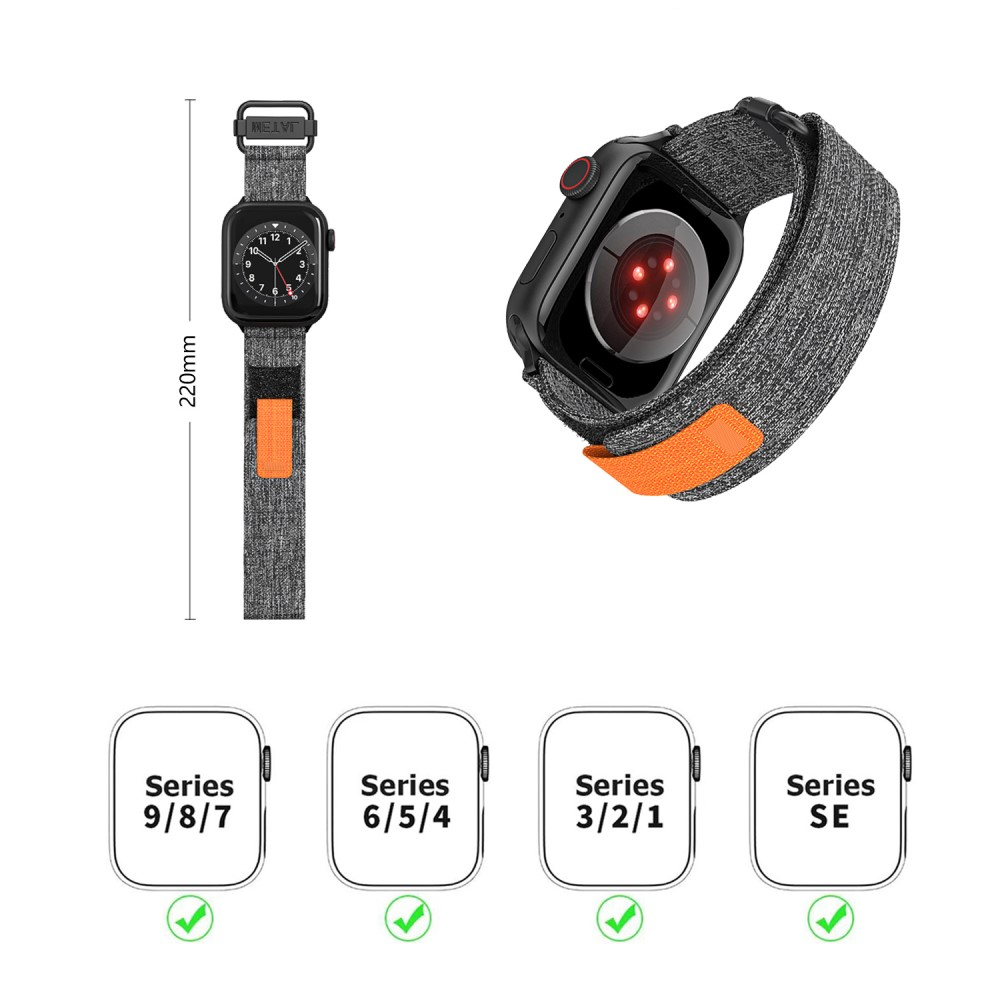 Apple Watch (42/41/40/38 mm) Nylon Armband mit Klettverschluss (Gelenkumfang: 130 - 220 mm) - Blau / Orange